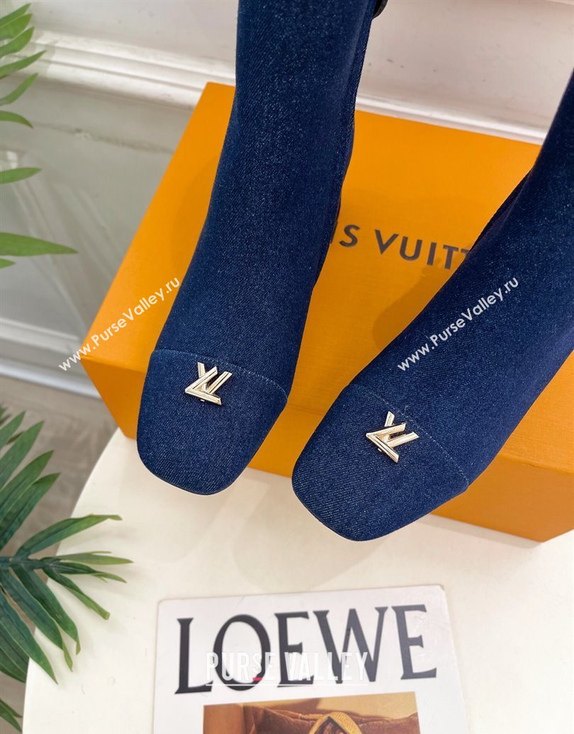 Louis Vuitton Swing Heel Ankle Boots 5.5cm in Navy Blue Denim 2025 1AID092 (MD-251021137)