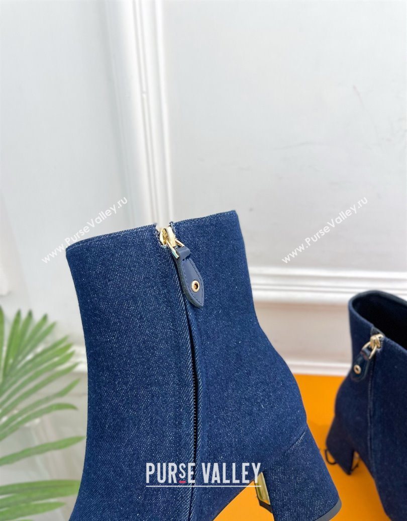Louis Vuitton Swing Heel Ankle Boots 5.5cm in Navy Blue Denim 2025 1AID092 (MD-251021137)