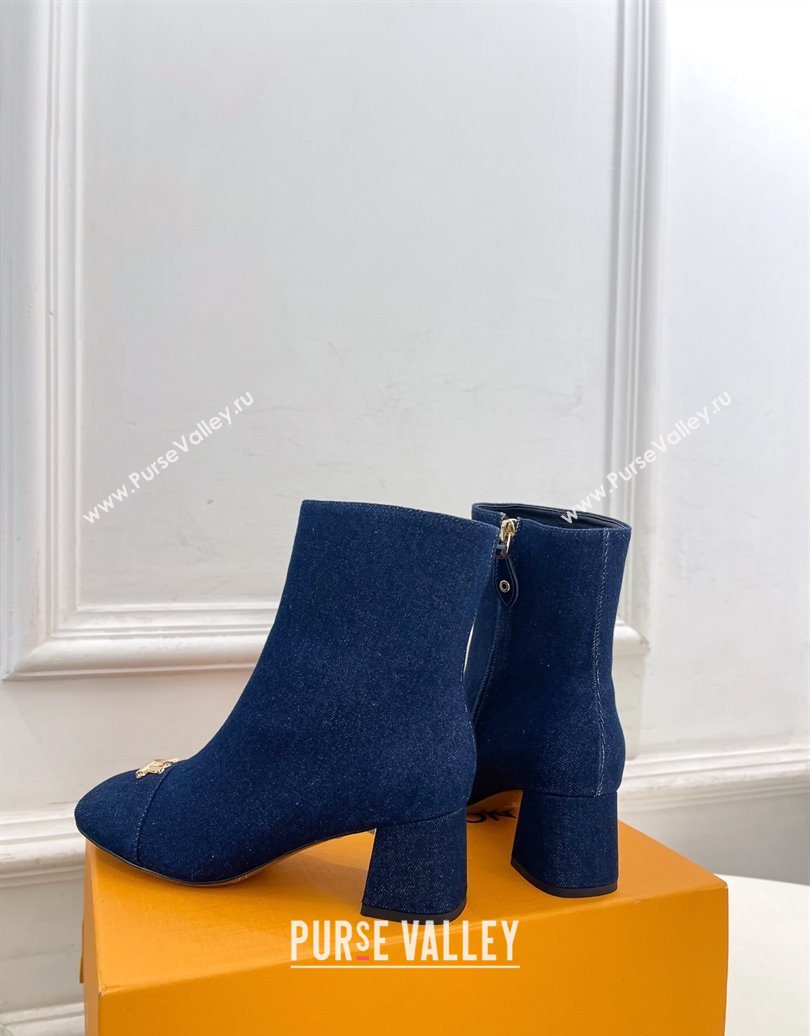 Louis Vuitton Swing Heel Ankle Boots 5.5cm in Navy Blue Denim 2025 1AID092 (MD-251021137)