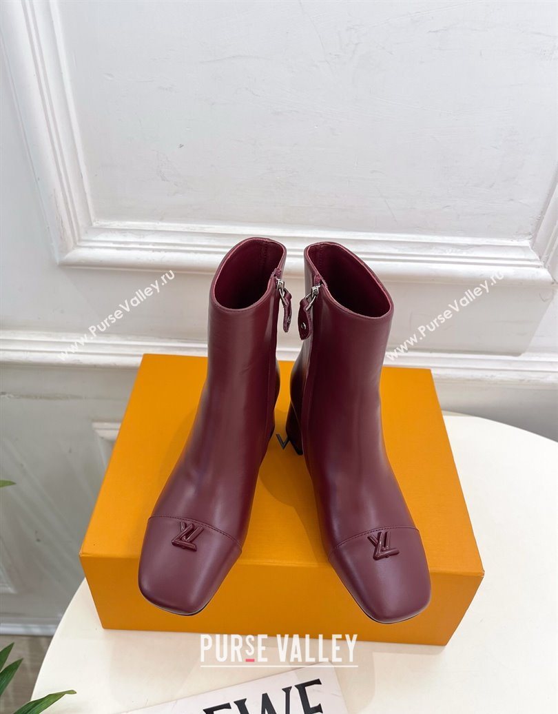Louis Vuitton Swing Heel Ankle Boots 5.5cm in Calf Leather Burgundy 2025 1AID092 (MD-251021138)