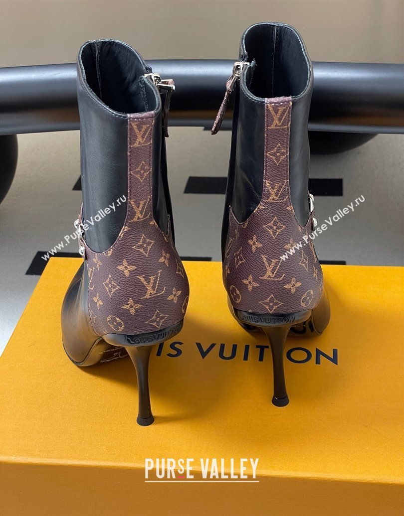 Louis Vuitton 6AM Heel Ankle Boots 9.5cm in Monogram Canvas and Leather with Back Strap Black 2025 1AIUOR (MD-251021148)