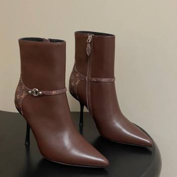 Louis Vuitton 6AM Heel Ankle Boots 9.5cm in Monogram Canvas and Leather with Back Strap Brown 2025 1AIUOR (MD-251021149)