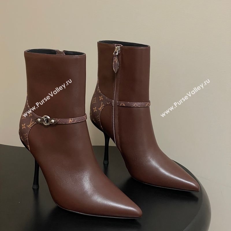 Louis Vuitton 6AM Heel Ankle Boots 9.5cm in Monogram Canvas and Leather with Back Strap Brown 2025 1AIUOR (MD-251021149)