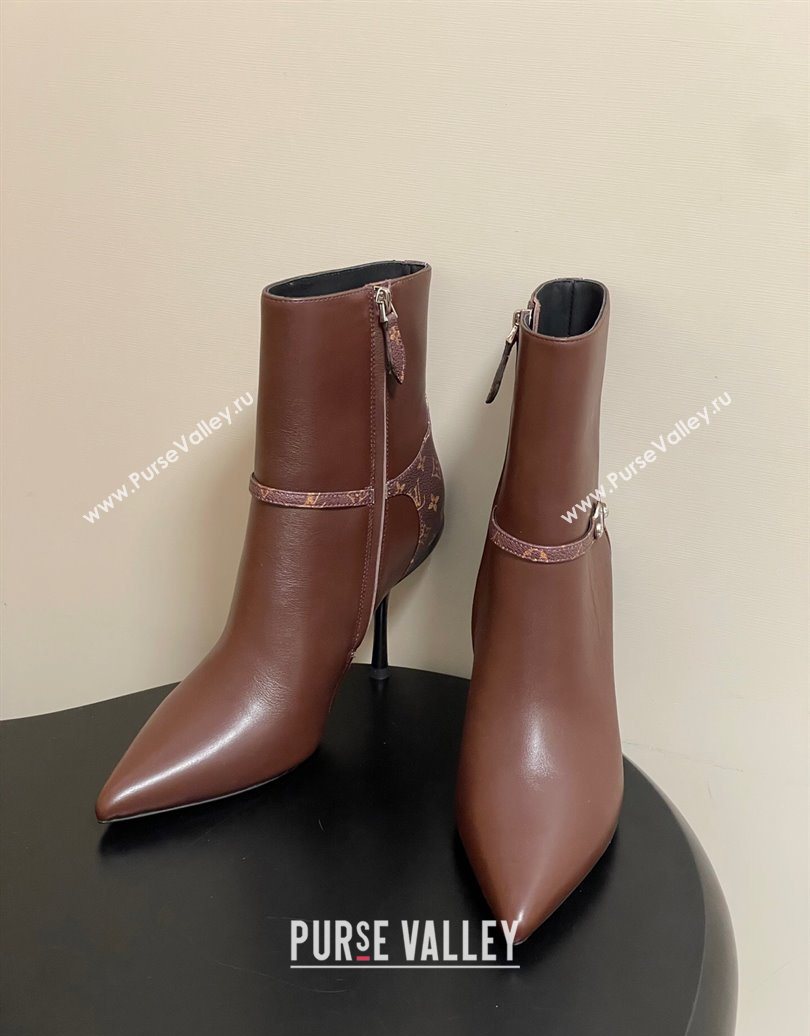 Louis Vuitton 6AM Heel Ankle Boots 9.5cm in Monogram Canvas and Leather with Back Strap Brown 2025 1AIUOR (MD-251021149)