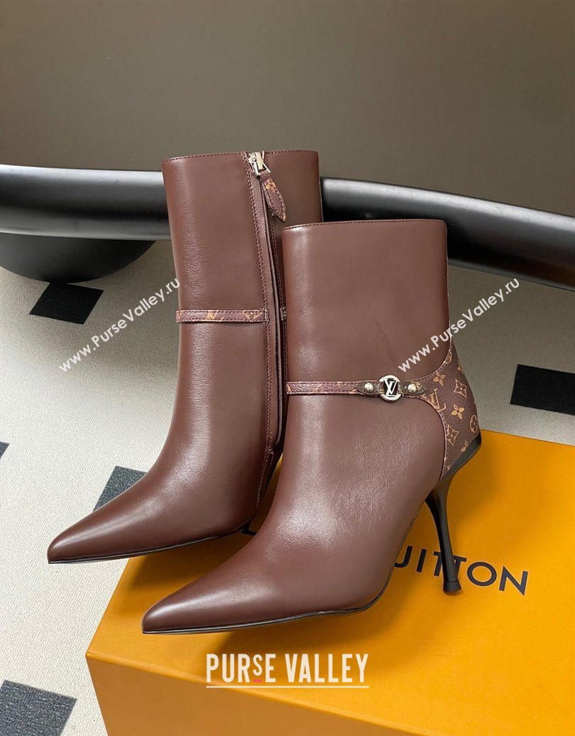 Louis Vuitton 6AM Heel Ankle Boots 9.5cm in Monogram Canvas and Leather with Back Strap Brown 2025 1AIUOR (MD-251021149)