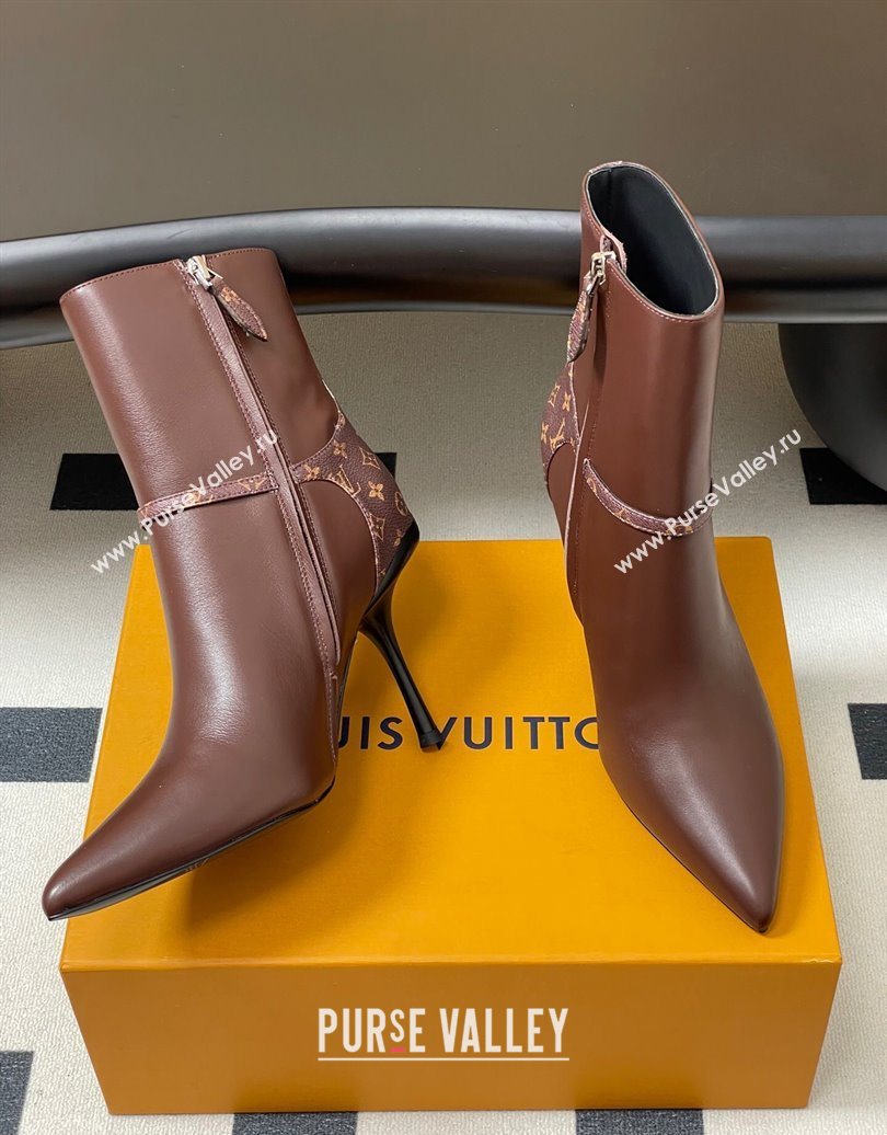 Louis Vuitton 6AM Heel Ankle Boots 9.5cm in Monogram Canvas and Leather with Back Strap Brown 2025 1AIUOR (MD-251021149)