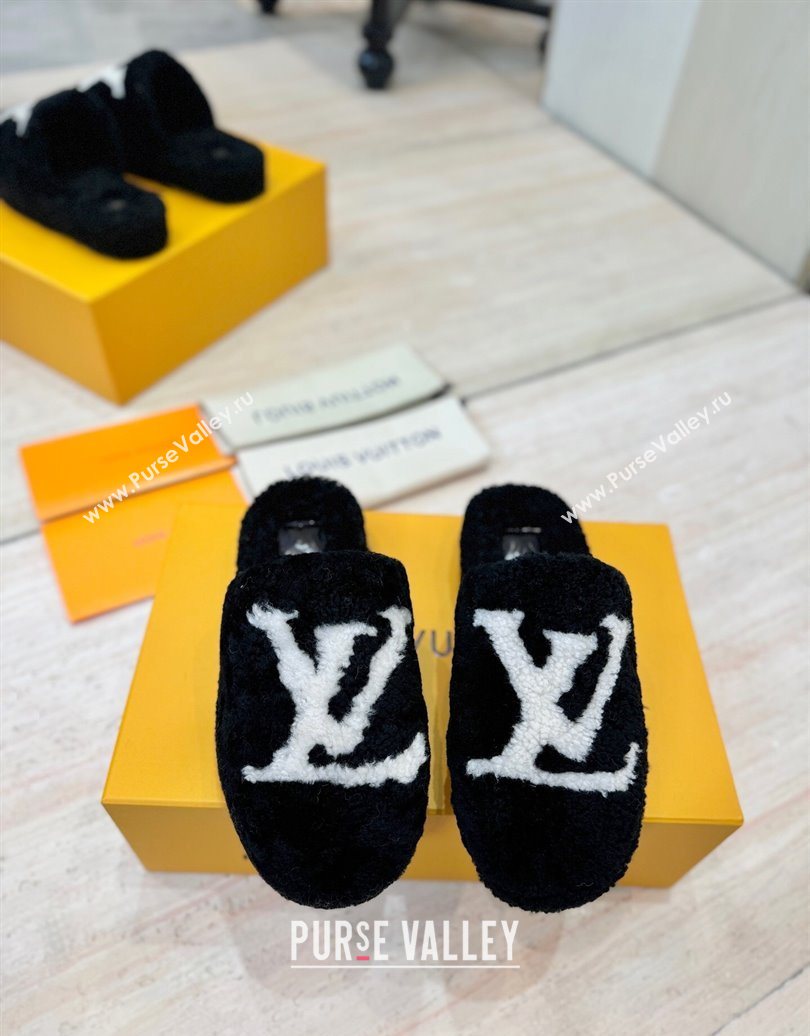 Louis Vuitton Wool Platform Slides Sandal 2cm Black 2025 LV102206 (MD-251022126)