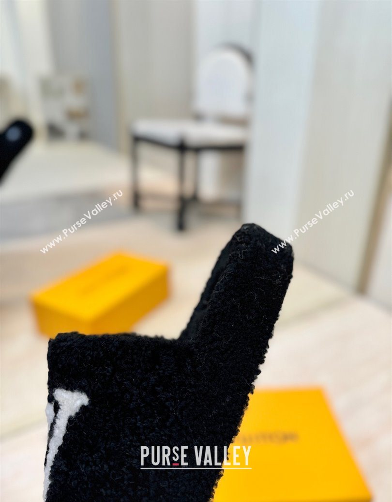 Louis Vuitton Wool Platform Slides Sandal 2cm Black 2025 LV102206 (MD-251022126)