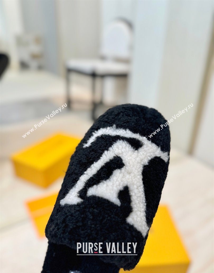 Louis Vuitton Wool Platform Slides Sandal 2cm Black 2025 LV102206 (MD-251022126)