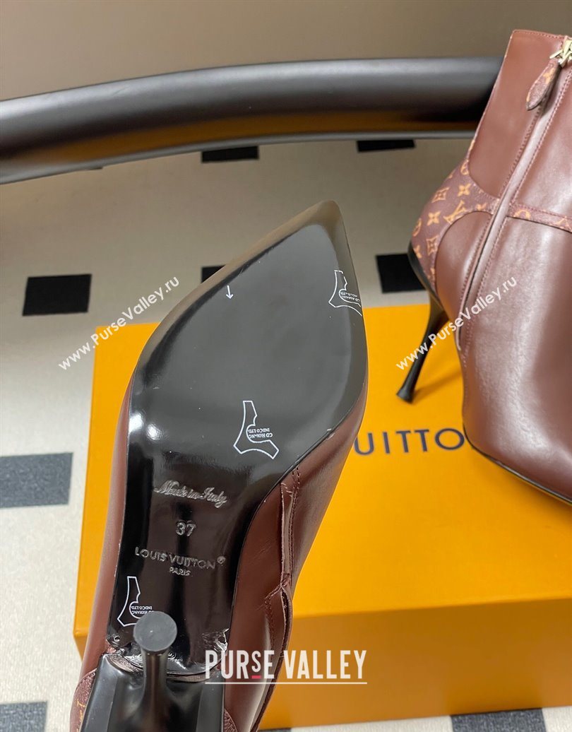 Louis Vuitton 6AM Heel Ankle Boots 9.5cm in Monogram Canvas and Leather with Back Strap Brown 2025 1AIUOR (MD-251021149)