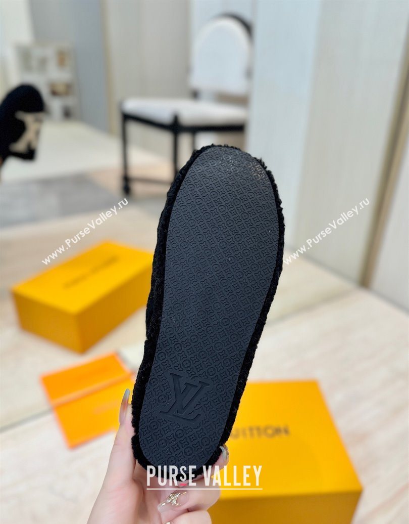 Louis Vuitton Wool Platform Slides Sandal 2cm Black 2025 LV102206 (MD-251022126)