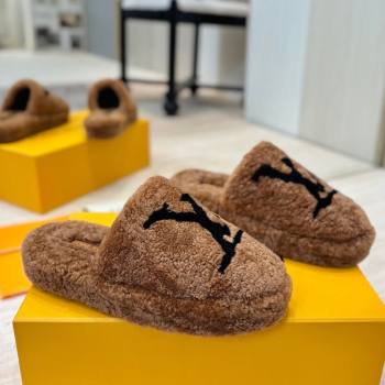 Louis Vuitton Wool Platform Slides Sandal 2cm Brown 2025 LV102206 (MD-251022127)