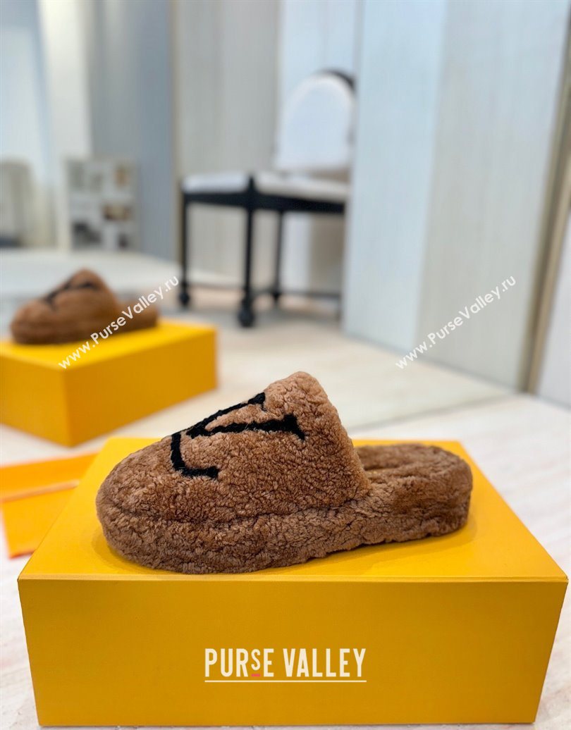 Louis Vuitton Wool Platform Slides Sandal 2cm Brown 2025 LV102206 (MD-251022127)