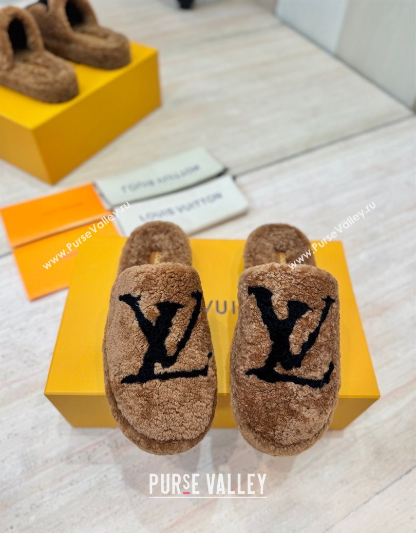 Louis Vuitton Wool Platform Slides Sandal 2cm Brown 2025 LV102206 (MD-251022127)
