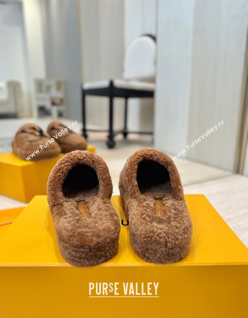 Louis Vuitton Wool Platform Slides Sandal 2cm Brown 2025 LV102206 (MD-251022127)