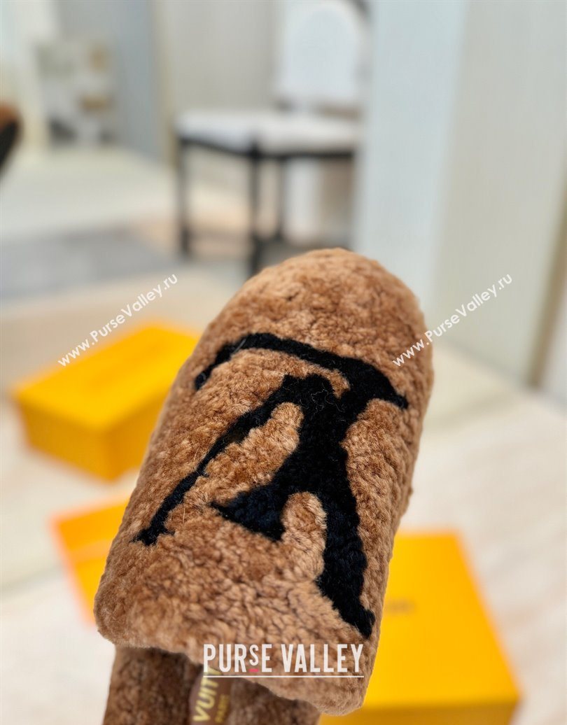 Louis Vuitton Wool Platform Slides Sandal 2cm Brown 2025 LV102206 (MD-251022127)