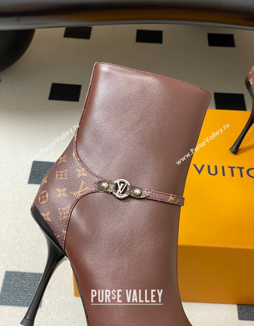 Louis Vuitton 6AM Heel Ankle Boots 9.5cm in Monogram Canvas and Leather with Back Strap Brown 2025 1AIUOR (MD-251021149)