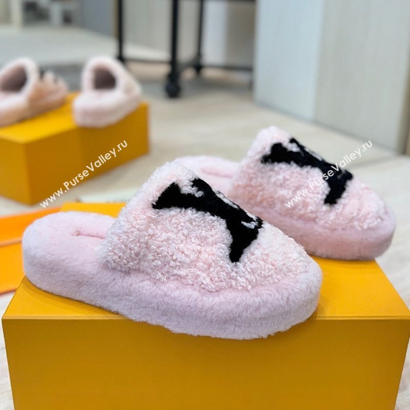 Louis Vuitton Wool Platform Slides Sandal 2cm Pink 2025 LV102206 (MD-251022128)