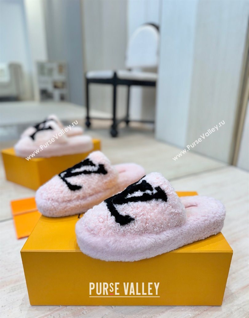 Louis Vuitton Wool Platform Slides Sandal 2cm Pink 2025 LV102206 (MD-251022128)
