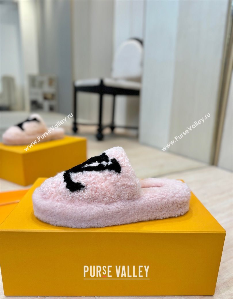 Louis Vuitton Wool Platform Slides Sandal 2cm Pink 2025 LV102206 (MD-251022128)