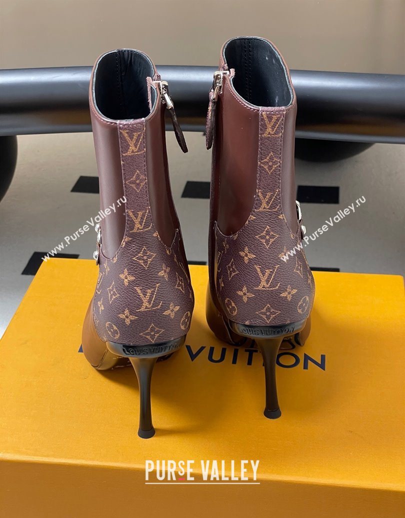 Louis Vuitton 6AM Heel Ankle Boots 9.5cm in Monogram Canvas and Leather with Back Strap Brown 2025 1AIUOR (MD-251021149)
