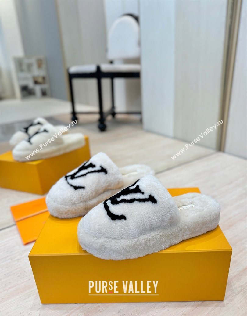 Louis Vuitton Wool Platform Slides Sandal 2cm White 2025 LV102206 (MD-251022129)