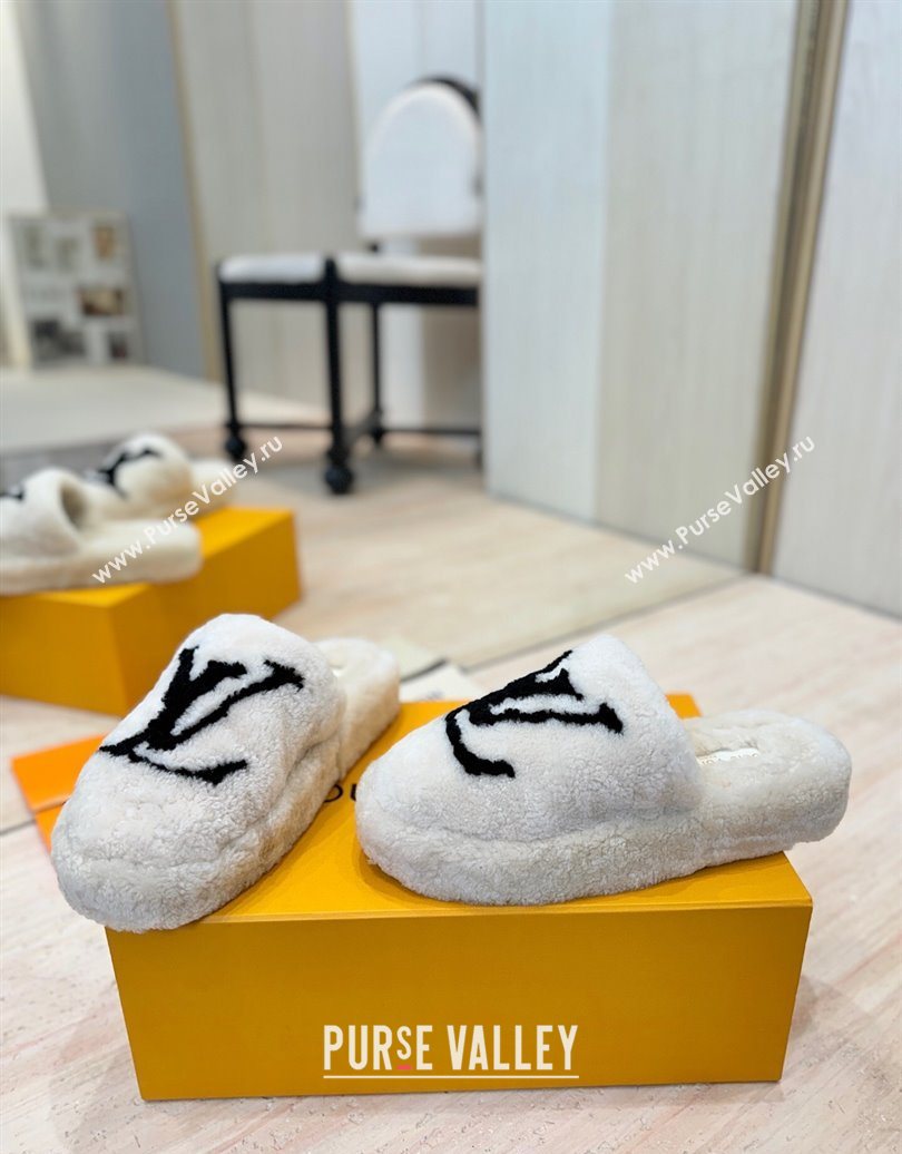 Louis Vuitton Wool Platform Slides Sandal 2cm White 2025 LV102206 (MD-251022129)