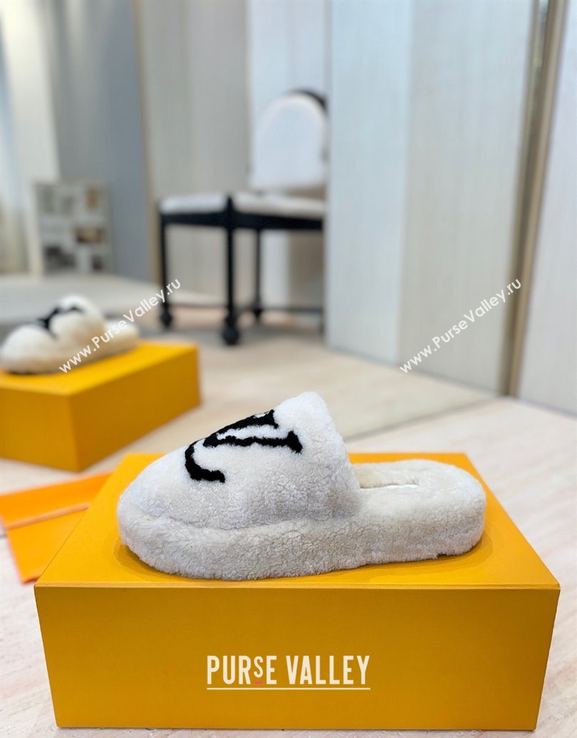Louis Vuitton Wool Platform Slides Sandal 2cm White 2025 LV102206 (MD-251022129)