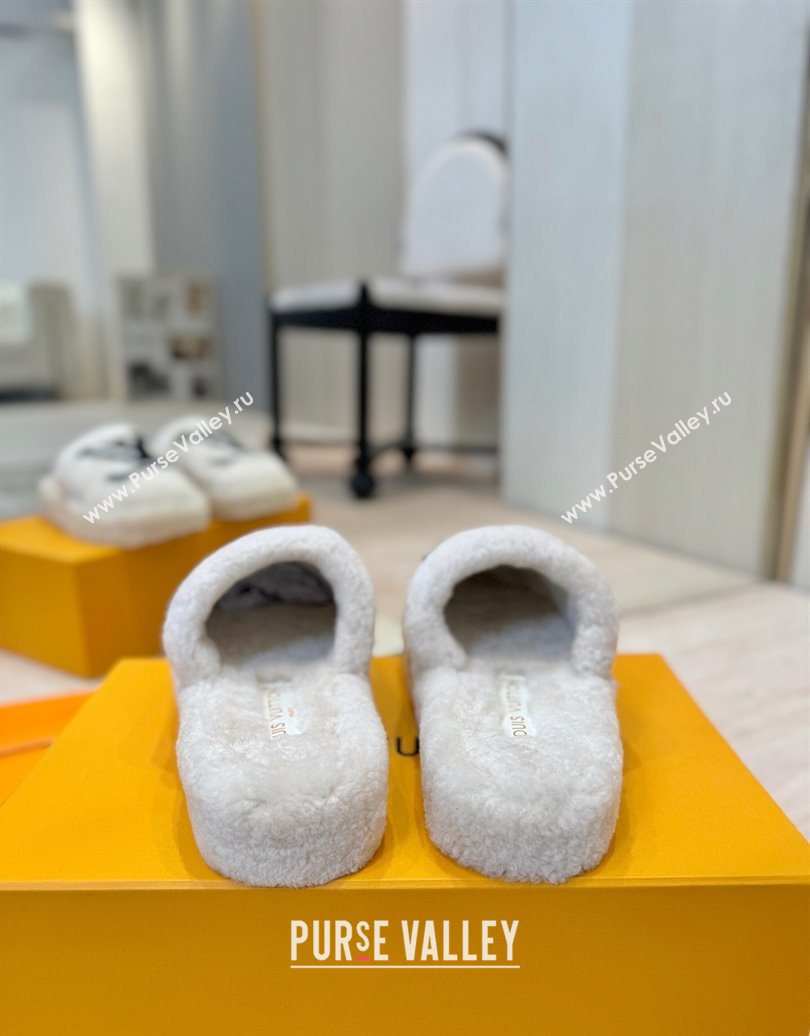 Louis Vuitton Wool Platform Slides Sandal 2cm White 2025 LV102206 (MD-251022129)