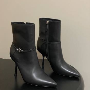Louis Vuitton 6AM Heel Ankle Boots 9.5cm in Calf Leather with Back Strap Black 2025 1AIUOR (MD-251021150)