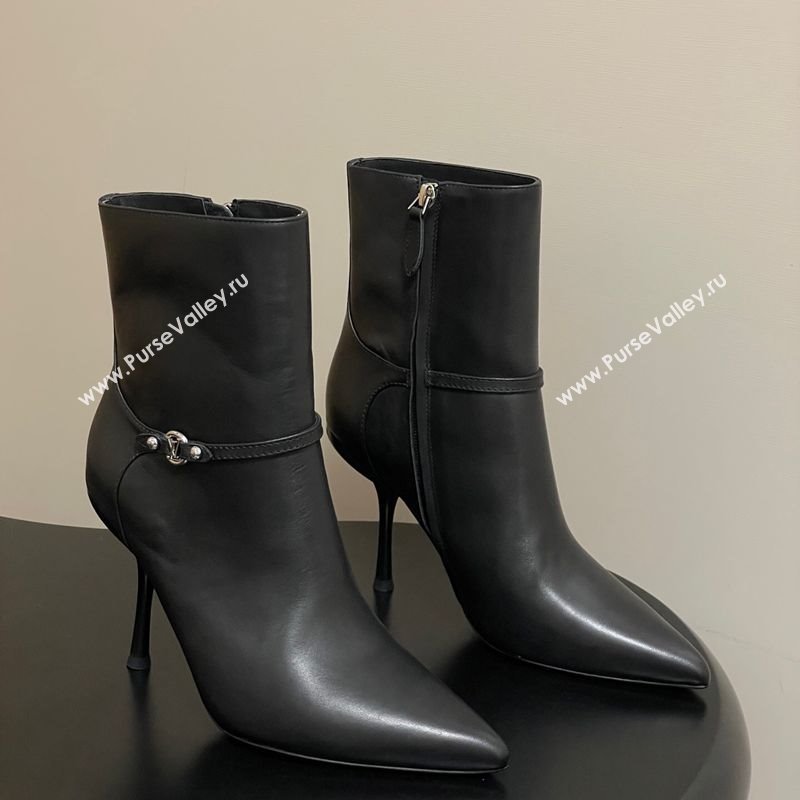 Louis Vuitton 6AM Heel Ankle Boots 9.5cm in Calf Leather with Back Strap Black 2025 1AIUOR (MD-251021150)