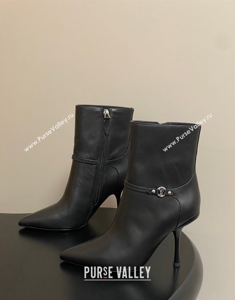 Louis Vuitton 6AM Heel Ankle Boots 9.5cm in Calf Leather with Back Strap Black 2025 1AIUOR (MD-251021150)