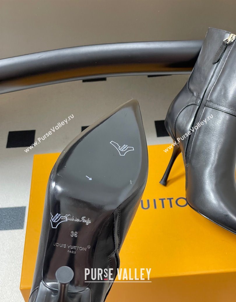 Louis Vuitton 6AM Heel Ankle Boots 9.5cm in Calf Leather with Back Strap Black 2025 1AIUOR (MD-251021150)