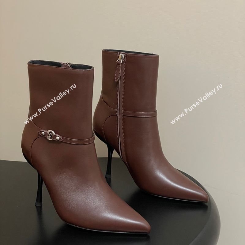Louis Vuitton 6AM Heel Ankle Boots 9.5cm in Calf Leather with Back Strap Brown 2025 1AIUOR (MD-251021151)