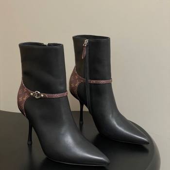 Louis Vuitton 6AM Heel Ankle Boots 9.5cm in Monogram Canvas and Leather with Back Strap Black 2025 1AIUOR (MD-251021148)