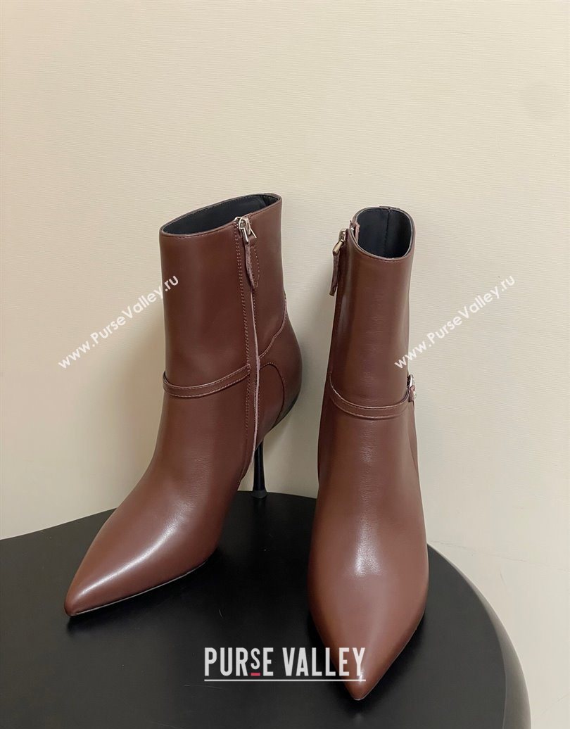 Louis Vuitton 6AM Heel Ankle Boots 9.5cm in Calf Leather with Back Strap Brown 2025 1AIUOR (MD-251021151)