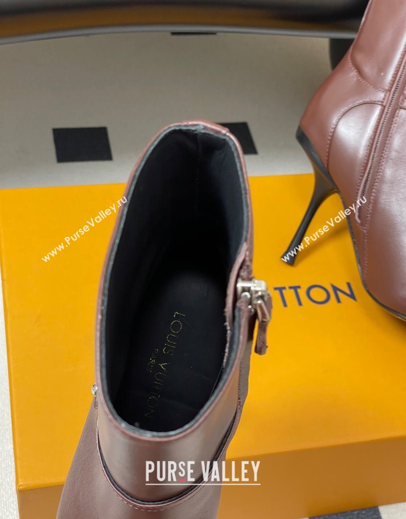Louis Vuitton 6AM Heel Ankle Boots 9.5cm in Calf Leather with Back Strap Brown 2025 1AIUOR (MD-251021151)