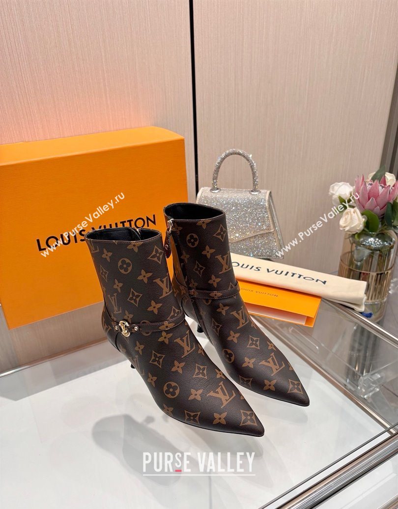 Louis Vuitton 6AM Heel Ankle Boots 5.5cm in Monogram Canvas with Back Strap 2025 1AIUOR (MD-251021154)