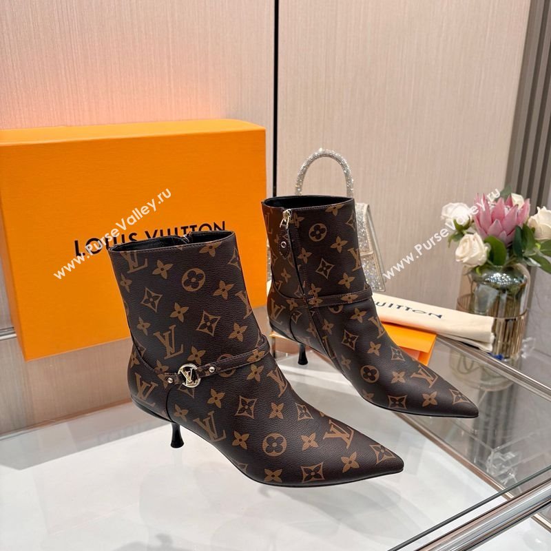Louis Vuitton 6AM Heel Ankle Boots 5.5cm in Monogram Canvas with Back Strap 2025 1AIUOR (MD-251021154)