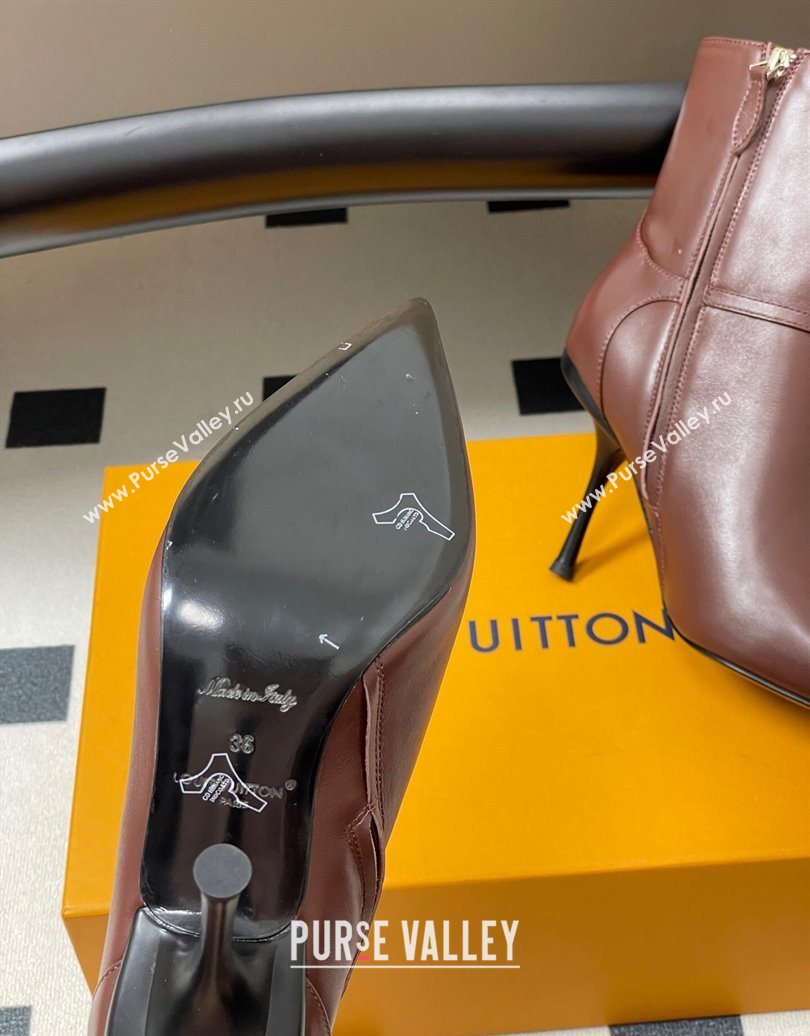 Louis Vuitton 6AM Heel Ankle Boots 9.5cm in Calf Leather with Back Strap Brown 2025 1AIUOR (MD-251021151)