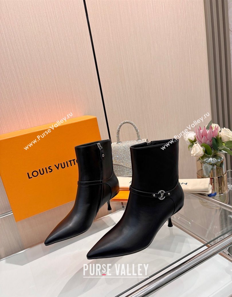 Louis Vuitton 6AM Heel Ankle Boots 5.5cm in Calf Leather with Back Strap Black 2025 1AIUOR (MD-251021152)