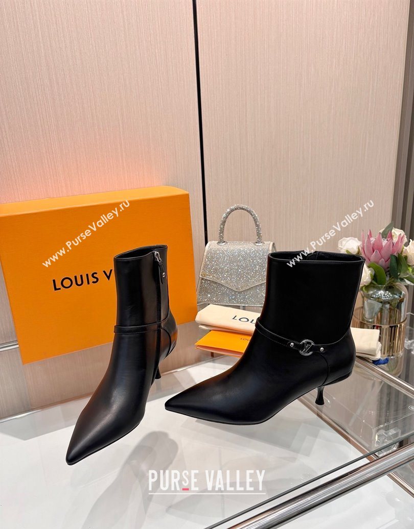 Louis Vuitton 6AM Heel Ankle Boots 5.5cm in Calf Leather with Back Strap Black 2025 1AIUOR (MD-251021152)