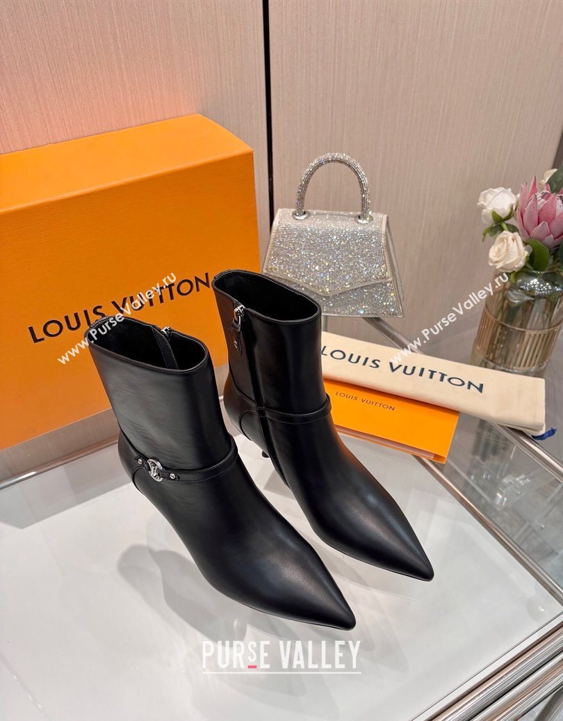 Louis Vuitton 6AM Heel Ankle Boots 5.5cm in Calf Leather with Back Strap Black 2025 1AIUOR (MD-251021152)