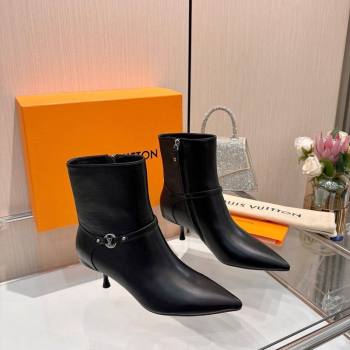 Louis Vuitton 6AM Heel Ankle Boots 5.5cm in Calf Leather with Back Strap Black 2025 1AIUOR (MD-251021152)