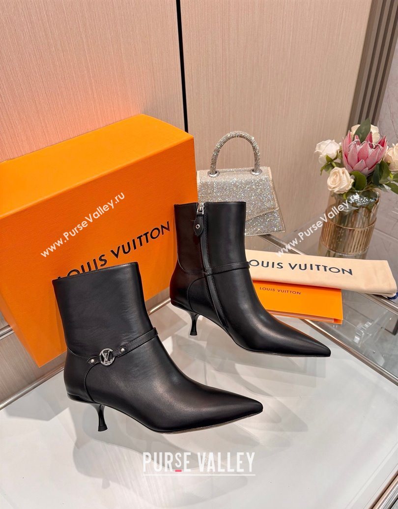 Louis Vuitton 6AM Heel Ankle Boots 5.5cm in Calf Leather with Back Strap Black 2025 1AIUOR (MD-251021152)