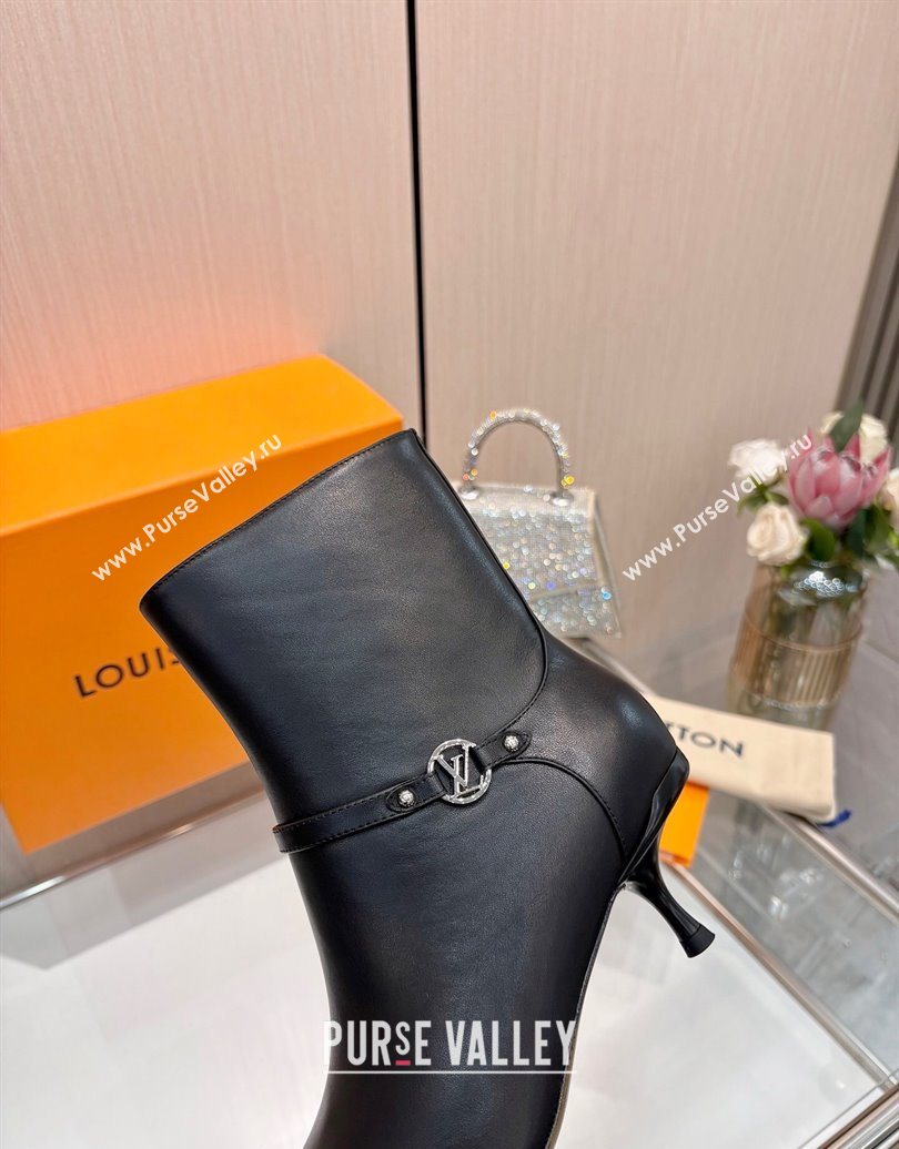Louis Vuitton 6AM Heel Ankle Boots 5.5cm in Calf Leather with Back Strap Black 2025 1AIUOR (MD-251021152)