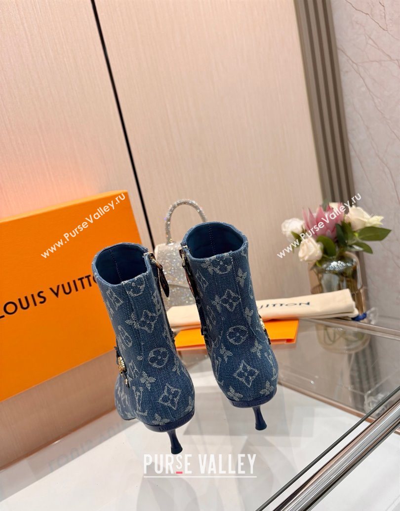 Louis Vuitton 6AM Heel Ankle Boots 5.5cm in Monogram Denim with Back Strap Blue 2025 1AIUOR (MD-251021153)