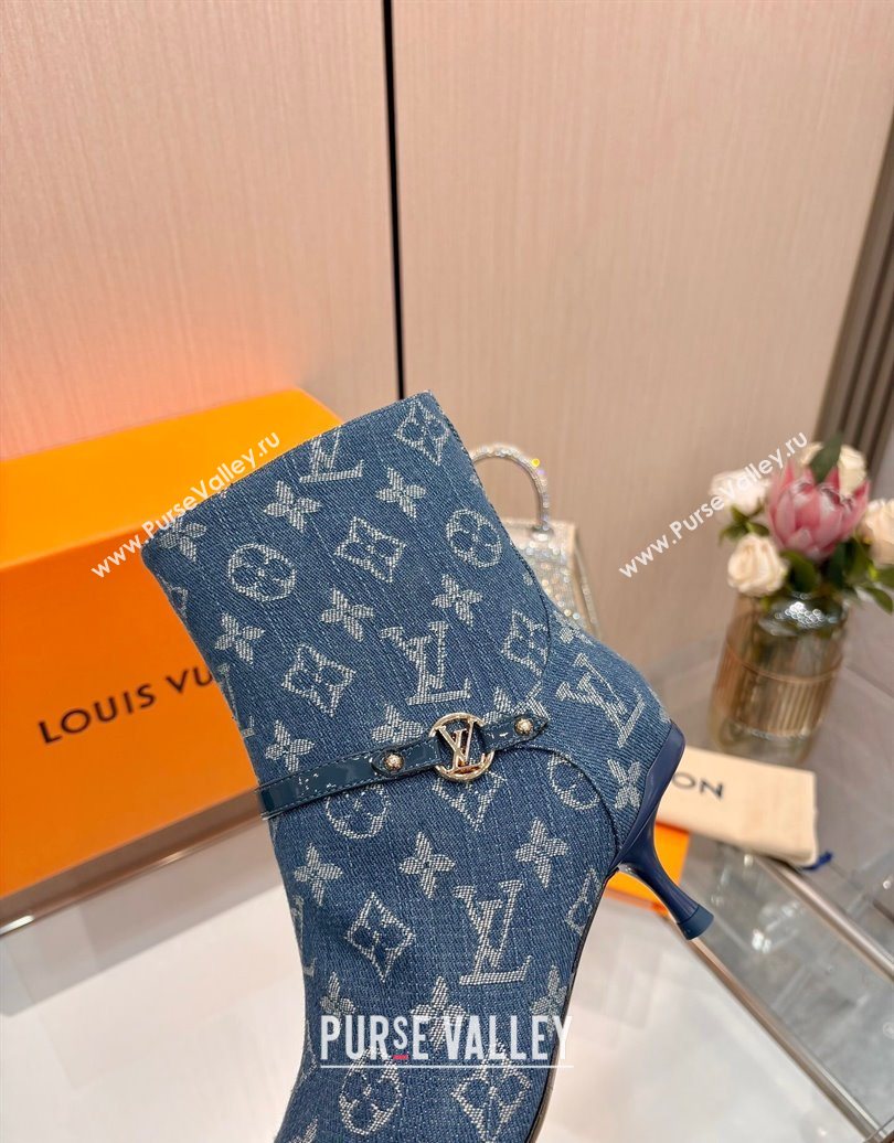 Louis Vuitton 6AM Heel Ankle Boots 5.5cm in Monogram Denim with Back Strap Blue 2025 1AIUOR (MD-251021153)