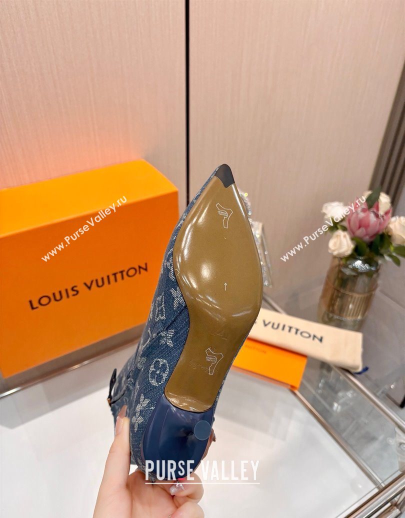 Louis Vuitton 6AM Heel Ankle Boots 5.5cm in Monogram Denim with Back Strap Blue 2025 1AIUOR (MD-251021153)