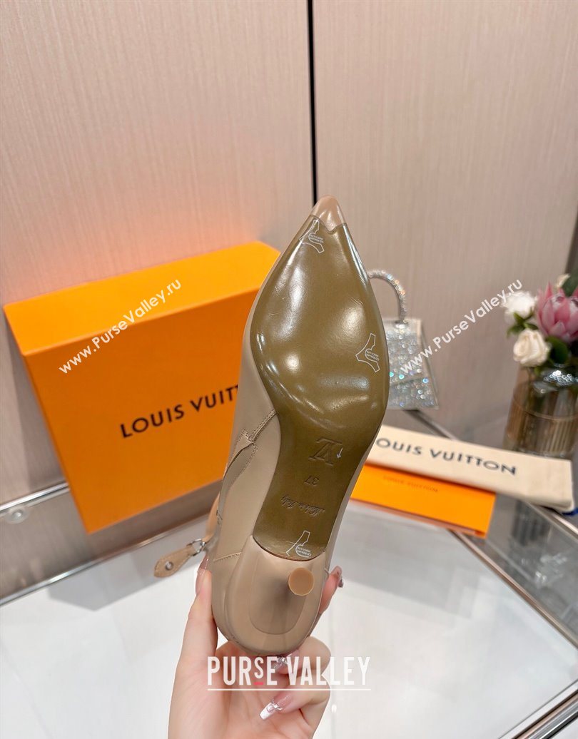 Louis Vuitton 6AM Heel Ankle Boots 5.5cm in Calf Leather with Back Strap Beige 2025 1AIUOR (MD-251021155)